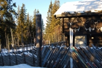 Следующее фото: забор из старых лыж
