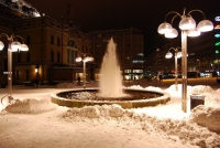 Фонтаны в Осло работают даже зимой. Карл Юхан Гате